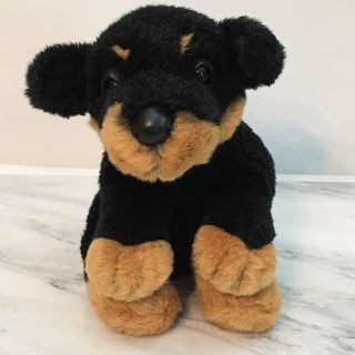 12 " Fao Schwarz Rottweiler Black Brown Puppy Dog Stuffed Animal Plush Toy Lovey