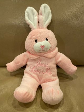 Dandee 2012 Jesus Loves Me 14” Pink Bunny Rabbit Sound Singing Baby Plush