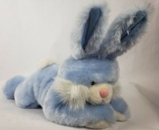 Dan Dee Collectors Choice Rabbit 18 " Plush Bunny Blue Easter Bow Laying Down