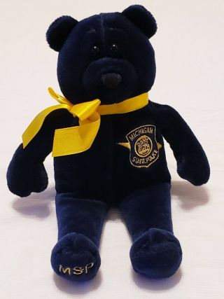 Michigan State Police Bear Law Teddy Plush Blue Yellow