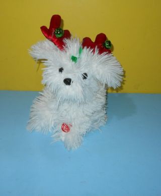 White Dan Dee Puppy Musical Hyper Animated Stuffed Christmas Plush Jingle Bells