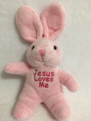 Dan Dee Pink Bunny Rabbit Plush Stuffed Sings Musical Jesus Loves Me