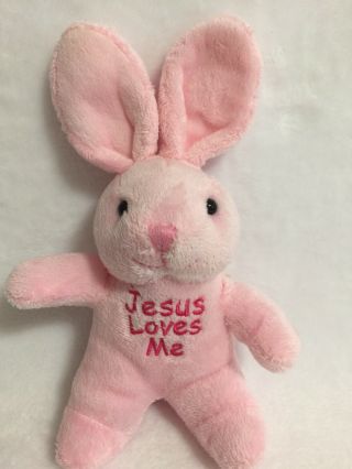 Dan Dee Pink Bunny Rabbit Plush Stuffed Sings Musical Jesus Loves Me 2