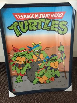 Vintage Teenage Mutant Hero Turtles Tmnt Framed Picture Art 1990 