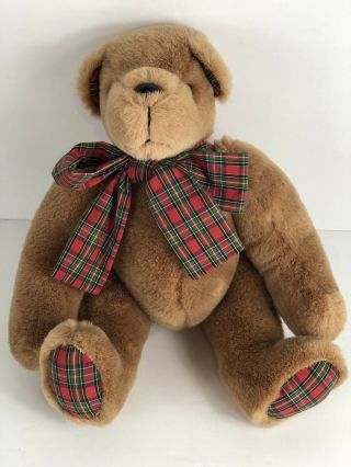 Haus Of Klaus California 12” Vintage Jointed Teddy Bear Red Christmas Plaid