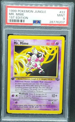 Mr.  Mime 24/64 1st Edition Pokemon Jungle Set - Psa 9