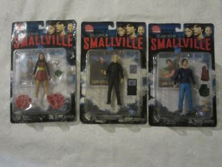 Dc Direct Smallville Superman Complete Set Of 3 Clark Kent Lex Luthor Lana Lang