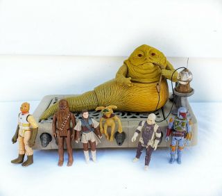 Vintage Star Wars Jabba The Hutt Playset 1983 Incomplete With Additional Figures