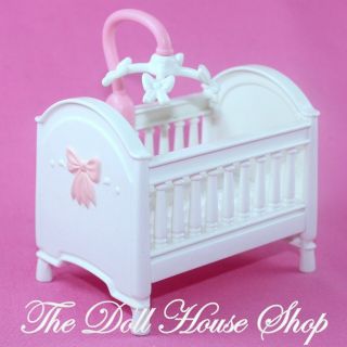 Fisher Price Loving Family Dollhouse White Baby Girl Nursery Crib Pink Mobile