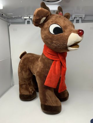 Dan Dee Rudolph Large Plush 24” Standing Stuffed Red Nose Lights Up Collectible