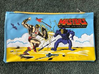 Motu Masters Of The Universe Vintage 1983 Vinyl Pencil Bag Case He Man Skeletor