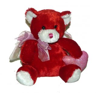 Dan Dee Collectors Choice Red Angel Wings Teddy Bear W/heart Plush Lovey 6.  5 "