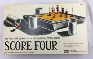 Vintage 1971 Score Four Board Game Lakeside - Family Fun Night Tic Tac Toe Like