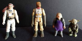 4 Vintage Star Wars Action Figures Luke Skywalker Hoth,  Bossk,  Ugnaught & Yoda