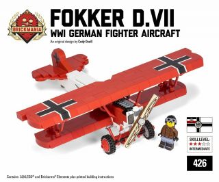 Fokker D.  Vii German Wwi Fighter - Brickmania Custom Lego Building Set