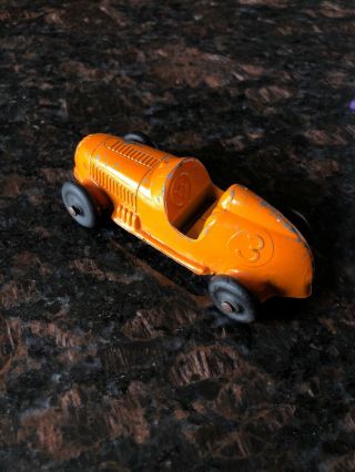 Vintage Tootsietoy 1947 Offenhauser Open Wheel Race Car - 3” Orange Diecast