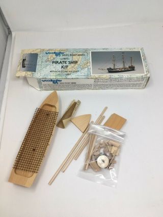 Vtg 1987 Woodkrafter Kits Pirate Ship Basic Boat 108 - Wooden Ship Kit