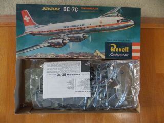 Revell Re - Issue Douglas Dc - 7c In Swiss Air Livery Issued In 1997 In 1/122nd Scal