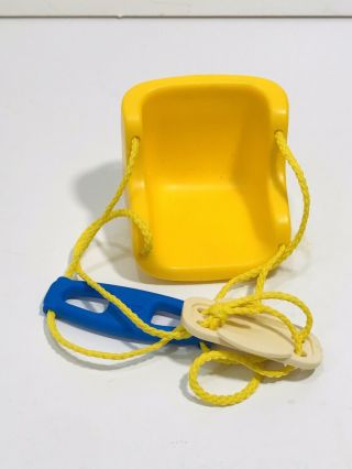 Vintage Little Tikes Dollhouse Furniture Yellow & Blue Baby Toddler Swing