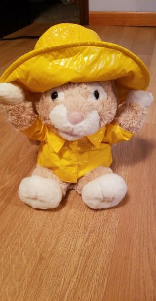 Cuddle Barn Peek A Boo Bunny Singing Plush Toy With Raincoat And Hat