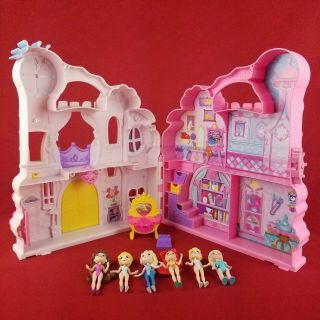2016 Disney Princess Little Kingdom Play Carry Castle 6 Dolls Ariel Elsa Belle
