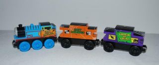 Thomas The Train Halloween Wooden Set Of 3 Engine Cars Retired