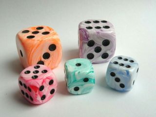 5 Crystal Caste Ice Cream Swirl Dice D6 (different Colors And Sizes) Rpg D&d