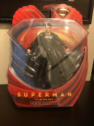 Movie Masters Man Of Steel Superman Black Suit Action Figure Collector Dc Comics
