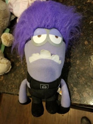 Despicable Me 2 Purple Evil Minion Stuart Plush Toy Doll Crazy Hair 11 "