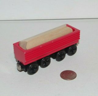 Thomas & Friends Wooden Railway Train Tank Engine - Red Sawmill Log Car 2000 Euc