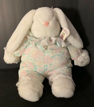 DANDEE DAN DEE INTERNATIONAL White Easter Bunny Rabbit Plush 15” Sitting W/Tags 3