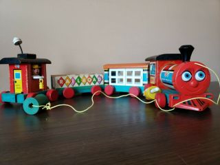 Vintage 1963 Fisher Price Huffy Puffy 4 Piece Train 999
