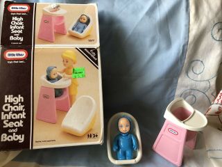 Vintage Little Tikes Dollhouse High Chair Baby And Car Seat