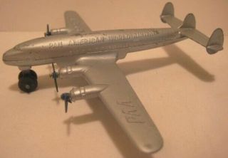 Old Metal Tootsietoy Pan American World Airways Airplane W/ 4 Props