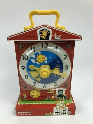 Vintage 1968 Fisher Price Toys Music Box Teaching Clock 998 Tik