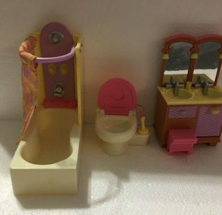 Fisher Price Loving Family Dollhouse Furniture Bathroom Tub Sink Toilet Potty
