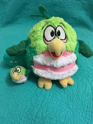 Koo Koo Birds Plush Greens & Pink W/egg And Baby Bird Inside By Jay At Play