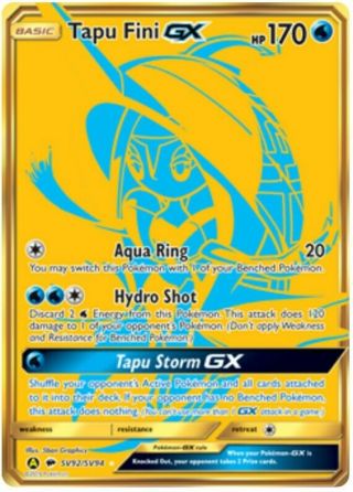Pokemon Hidden Fates Tapu Fini Gx Full Art Golden Rare Card Sv92/sv94 Nm - M