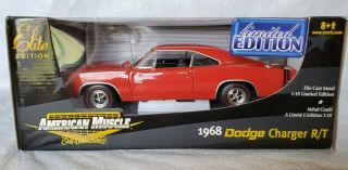 Ertl 1:18 1968 Dodge Charger R/t Red American Muscle Die Cast