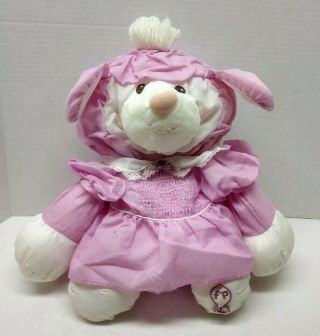 Vintage Fisher Price Puffalump Lamb Floppy Plush Stuffed Toy Pink Dress 1986