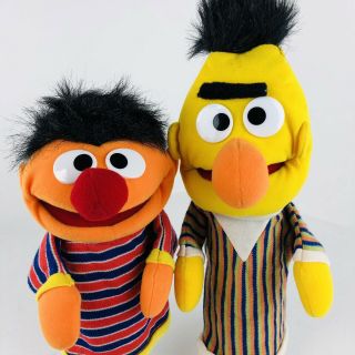 Vintage 1990’s Sesame Street Ernie And Bert Plush Hand Puppets Applause