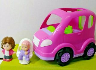 Fisher Price Little People Pink Car Suv Van W Family Music Sounds Talks