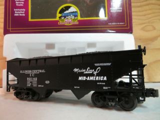 Mth Train Ic 92142 Illinois Central 2 - Bay Offset Hopper Car W/coal 20 - 97452