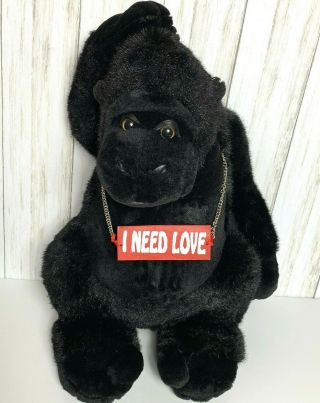 Vintage Kids Of America 18” Black Gorilla 1999 Monkey Plush Ape Gift Toy Love