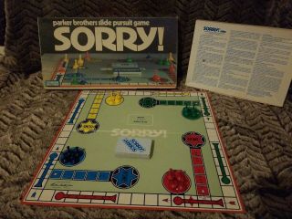 Sorry Board Game 1972 Parker Brothers 100 Complete