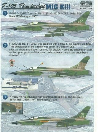 Print Scale Decals 1/48 Republic F - 105 Thunderchief Mig Killer