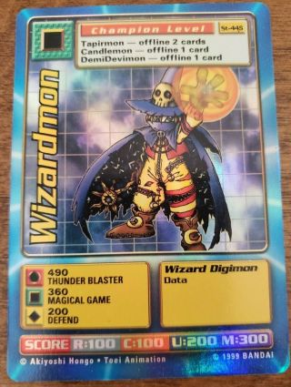 1x Bandai 1999 Digimon Ccg Card St - 44s Wizardmon Holo Pl