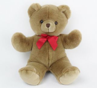 Vintage Russ Berrie Cinnamon Teddy Bear Plush Red Ribbon