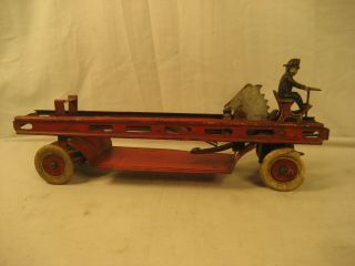 Antique Kingsbury Toys Fire Truck Wind Up Toy 18 " Steel & Cast Iron