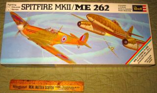 Box Plastic Model Kit Duel Planes Spitfire Mk11,  Me 262 Unbuilt Decals